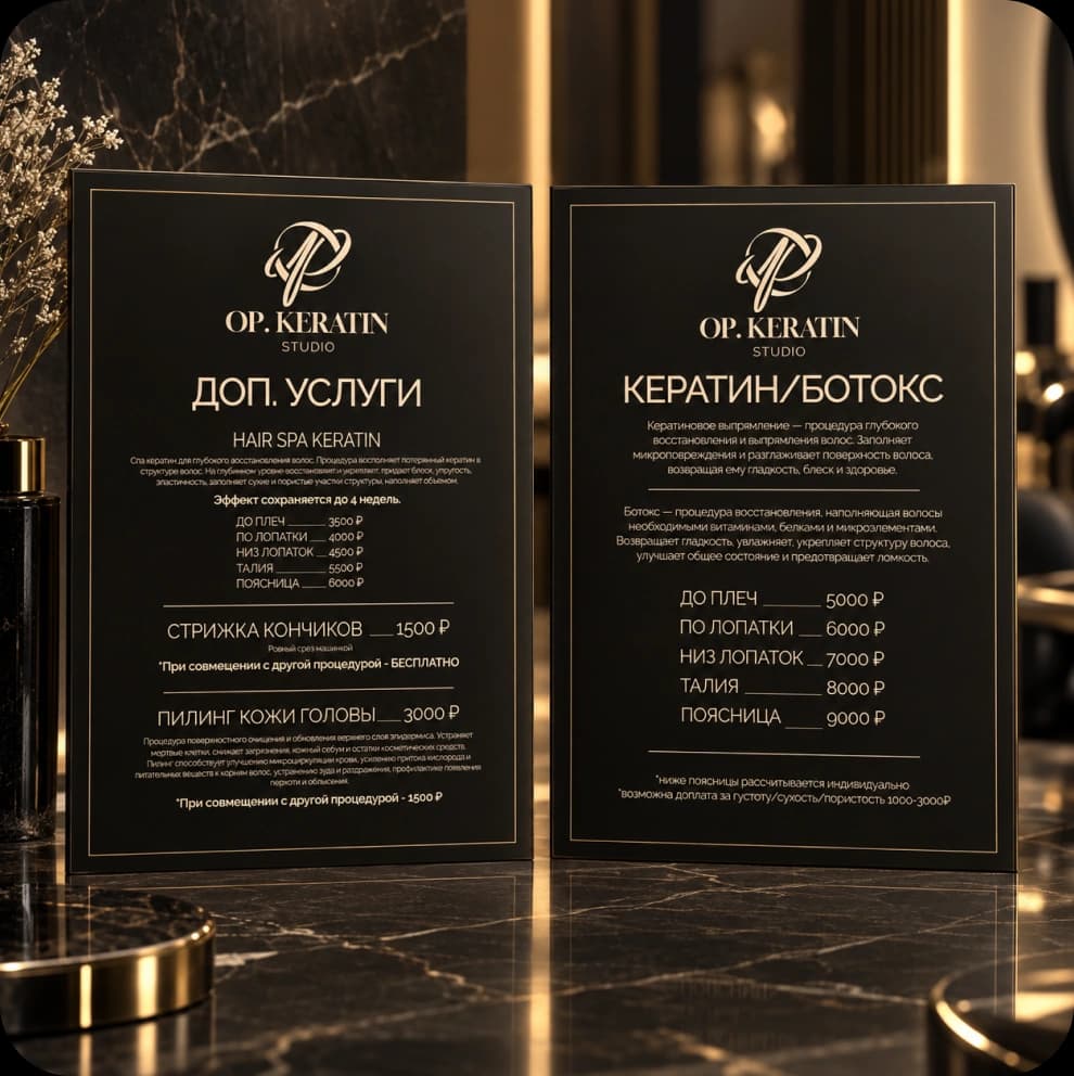 Прайс-лист OP. KERATIN